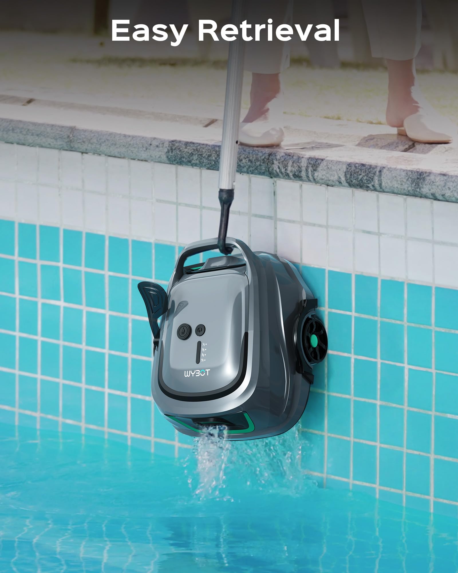 WYBOT A1 cleans up to 1076 square feet per session.