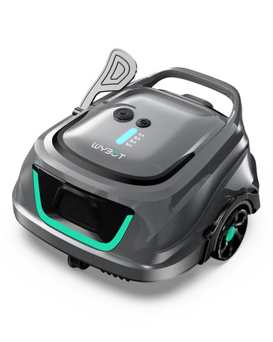 WYBOT A1 cordless pool vacuum with compact profile for easy above-ground pool cleaning.