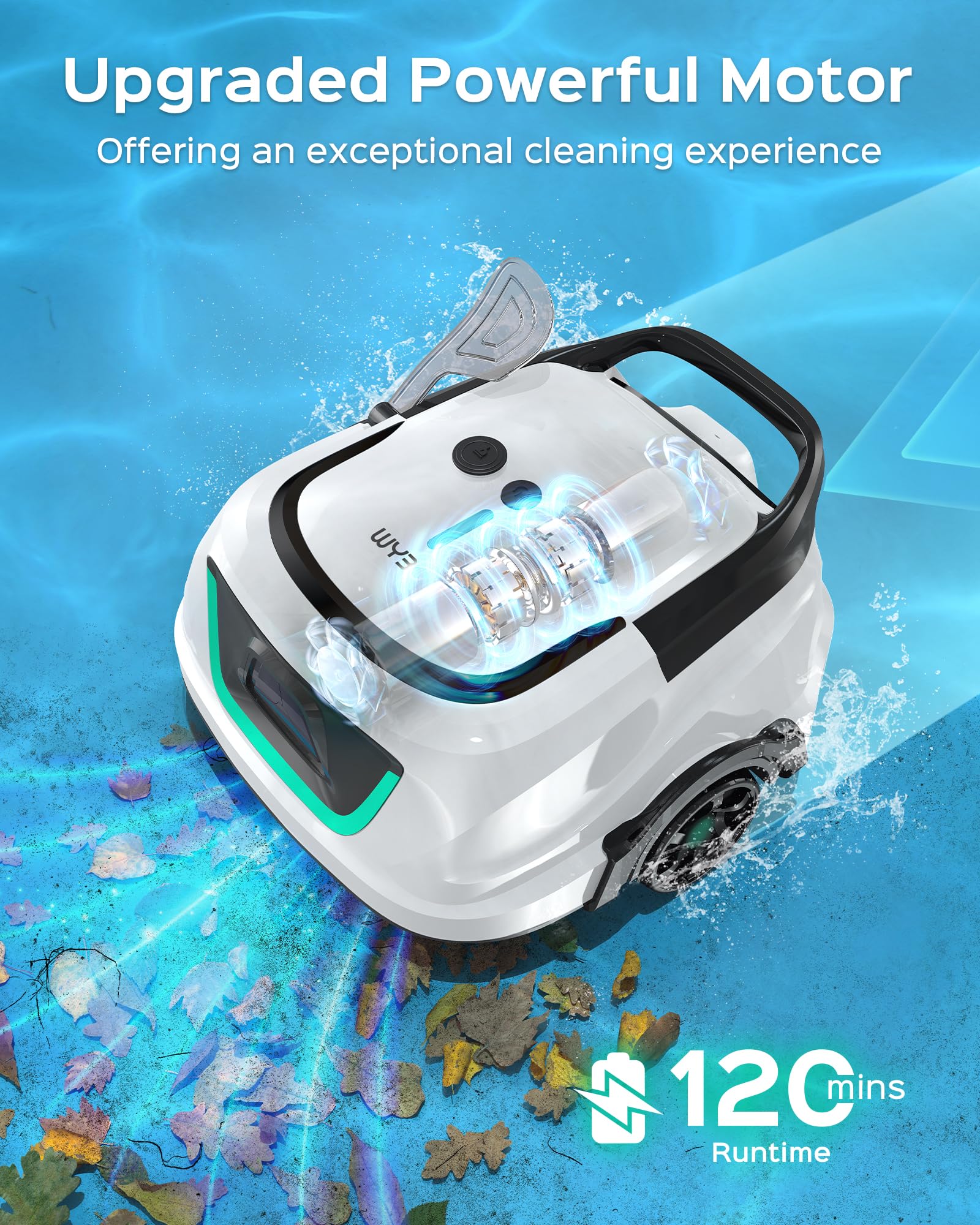 WYBOT A1 dual-motor suction powering debris pickup