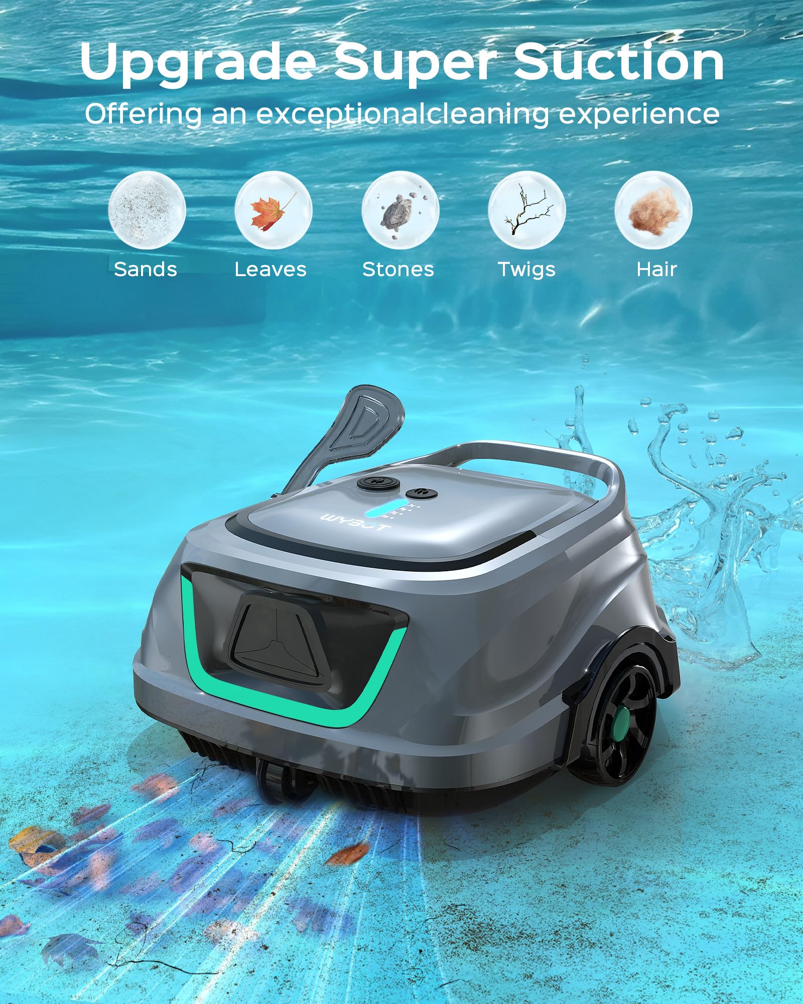 WYBOT A1 high-suction dual-motor delivers fast, thorough cleaning.