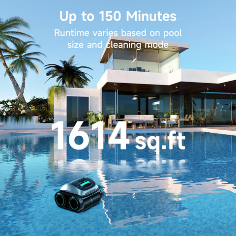 WYBOT C1 extended runtime up to 150 minutes for larger pools