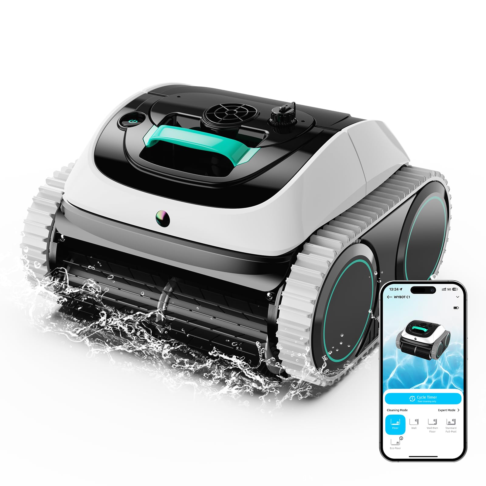 WYBOT C1 on pool floor providing deep debris cleaning