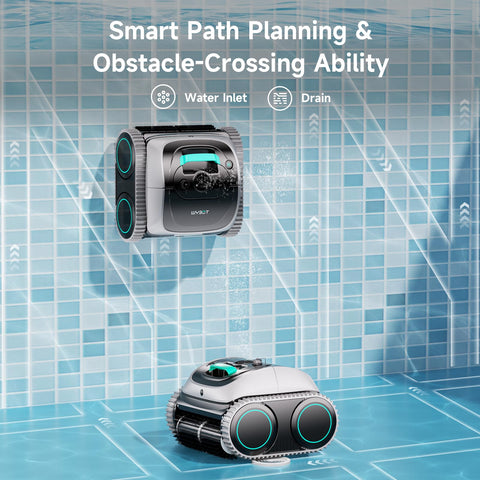 WYBOT C1 cleans pool stairs for comprehensive coverage
