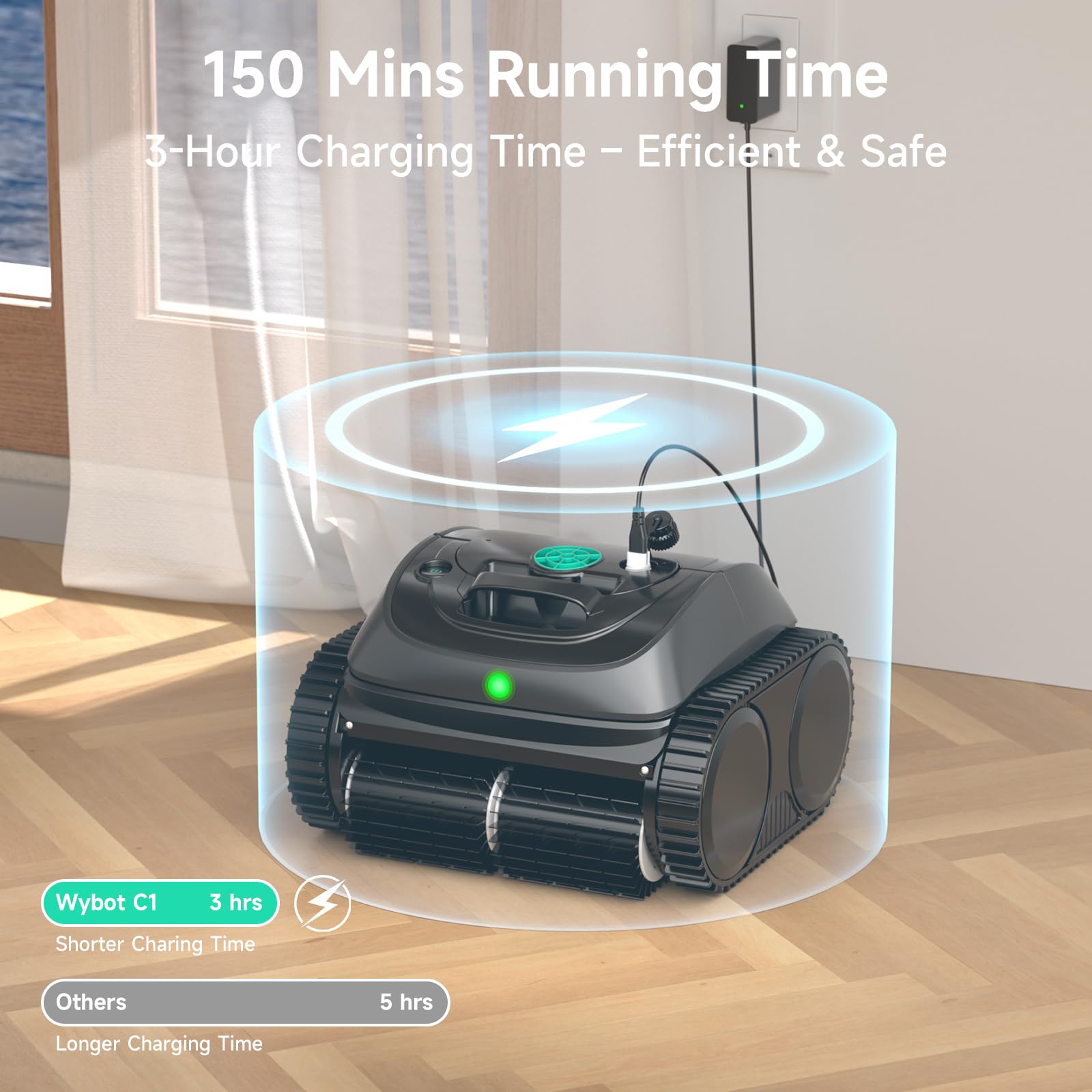 WYBOT C1 app control screen demonstrates scheduling and progress tracking.