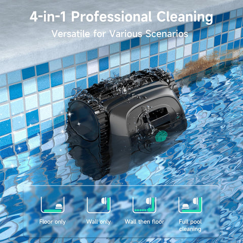 WYBOT C1 cleans the waterline for surface debris removal.