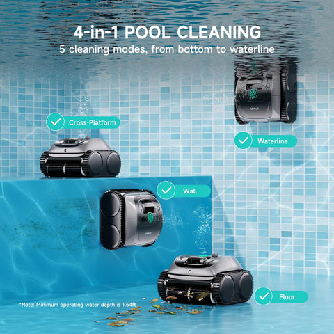 Wybot C1 cleans walls and waterlines for complete surface coverage
