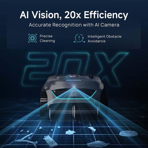 WYBOT C2 Vision AI detects debris in real time for targeted cleaning.