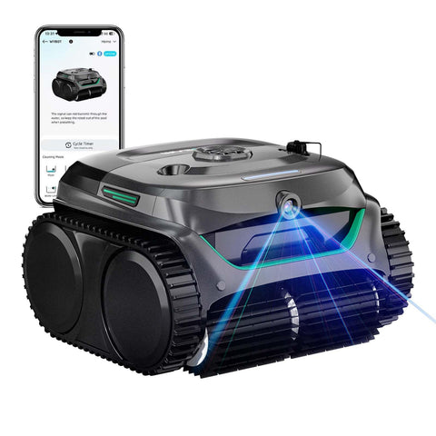 WYBOT C2 Vision AI pool cleaner with camera view for smarter dirt detection.