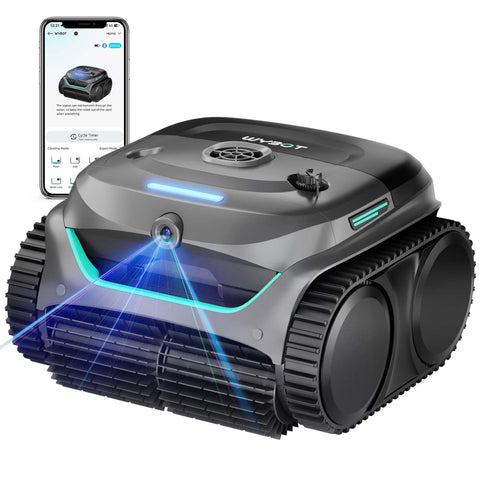 WYBOT C2 Vision camera view detects dirt and avoids obstacles for efficient cleaning.