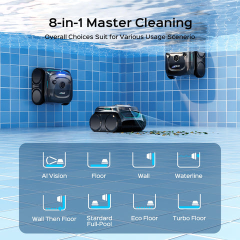 WYBOT C2 Vision waterline cleaning angle showcases edge-to-edge precision.