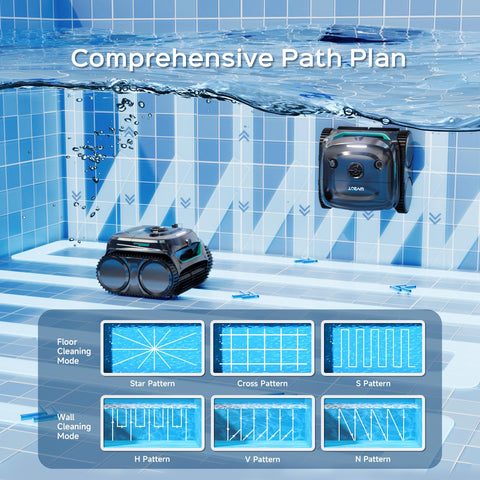 WYBOT C2 Vision waterline cleaning view highlights edge-to-edge pool coverage.