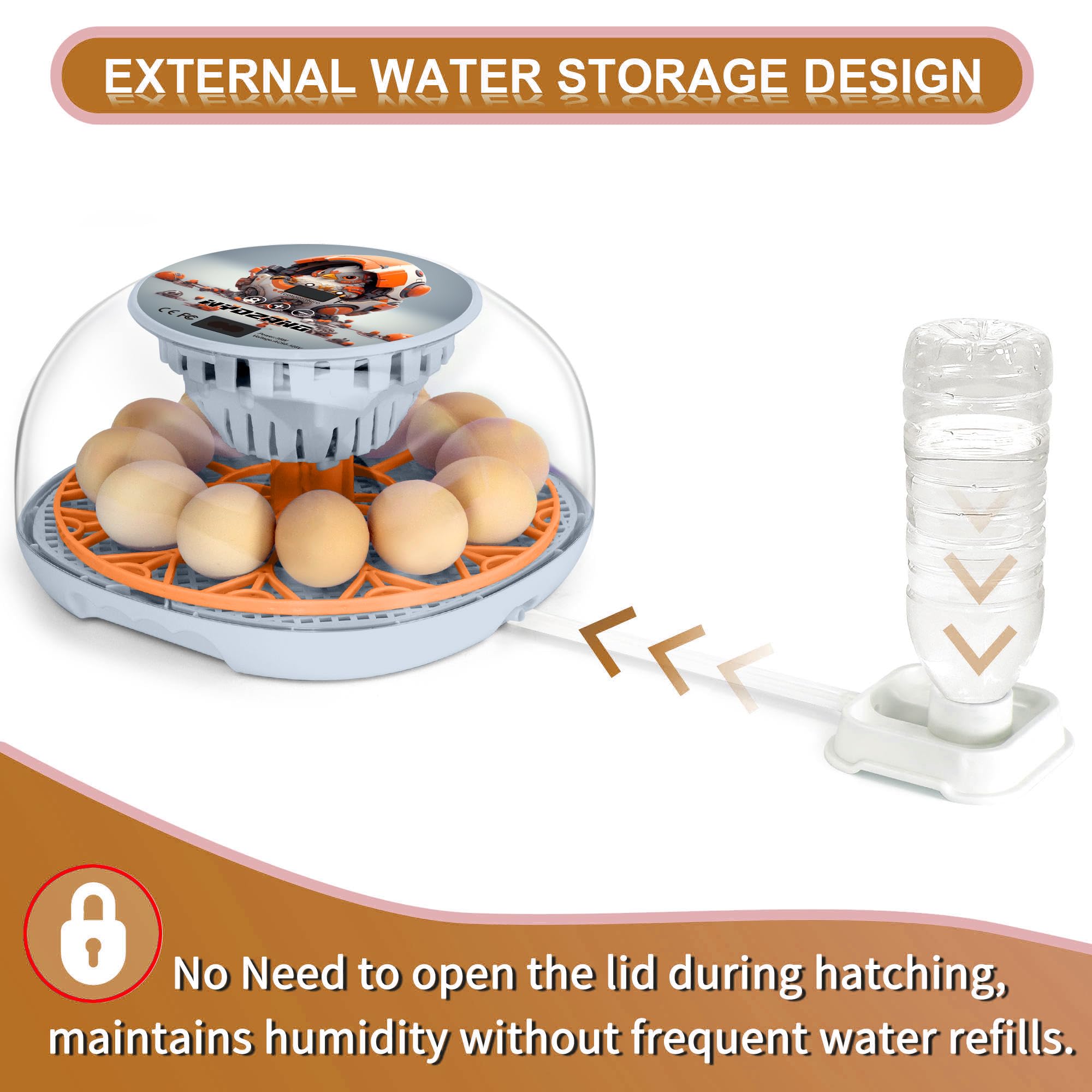 WYD2ANG incubator external water injection maintains steady humidity levels.