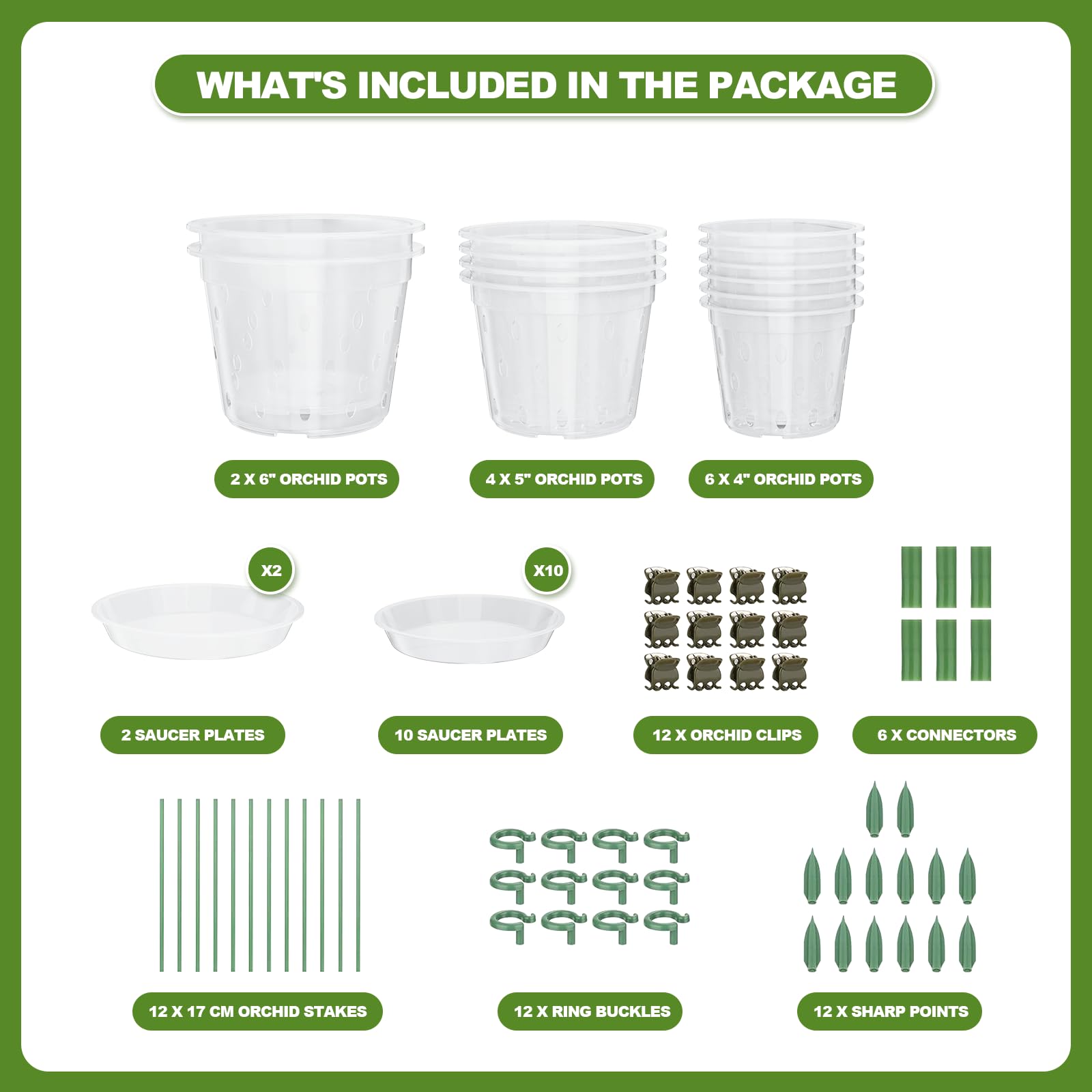 Wyegey orchid pot stakes connectors clips provide stable support for upright growth.