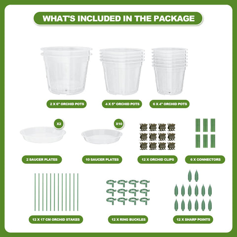 Wyegey orchid pot stakes connectors clips provide stable support for upright growth.