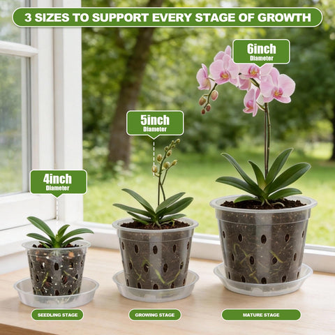 Wyegey orchid pots with saucers protect floors by catching drips during watering.