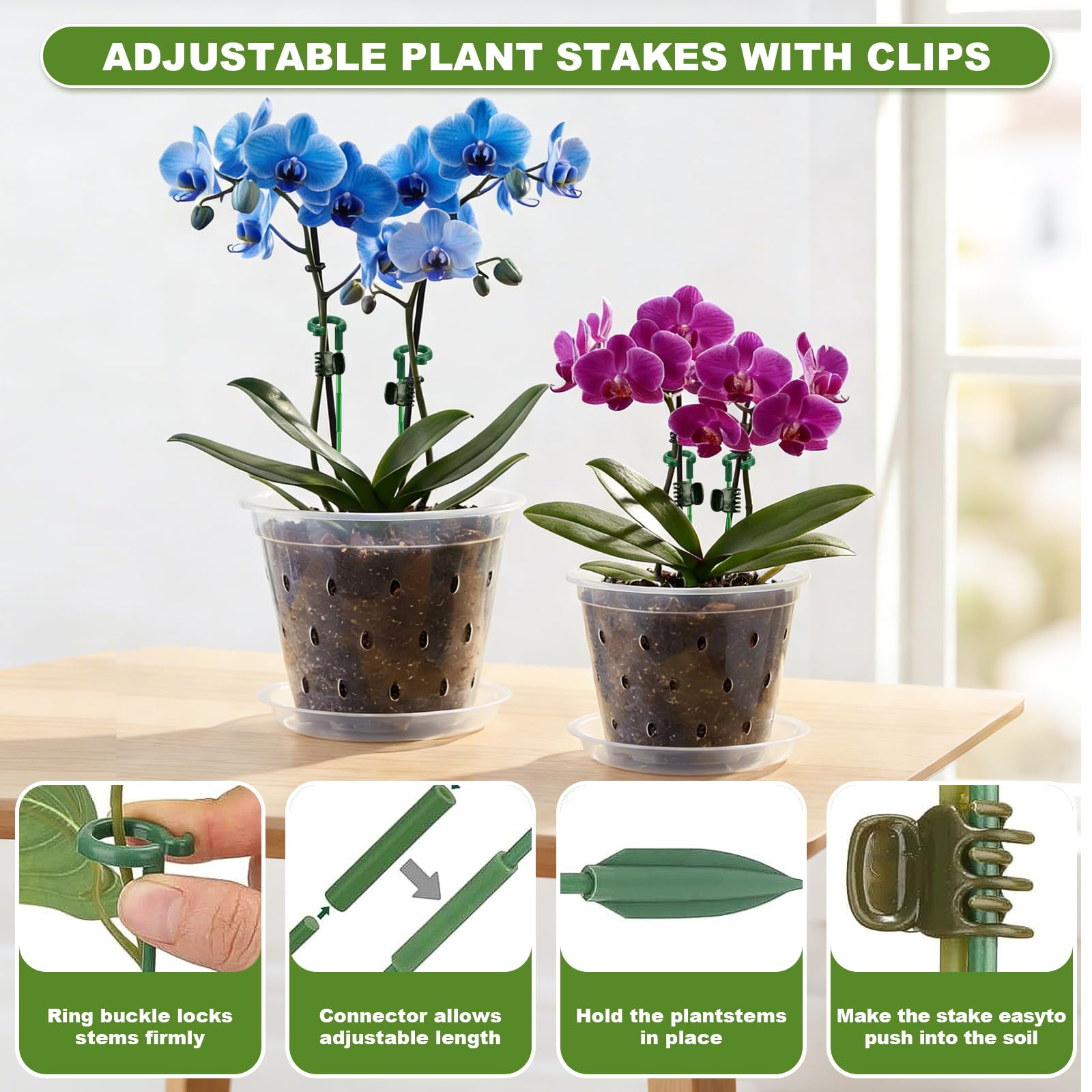 Wyegey orchid stakes connectors and clips provide stable stem support
