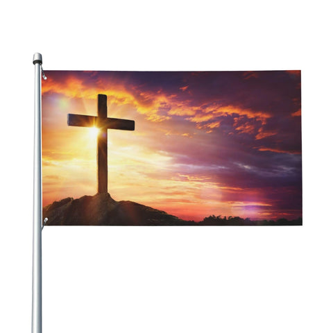 WYFQ501 He Is Risen flag 3x5ft; double-sided, ideal for indoor or outdoor Easter decor