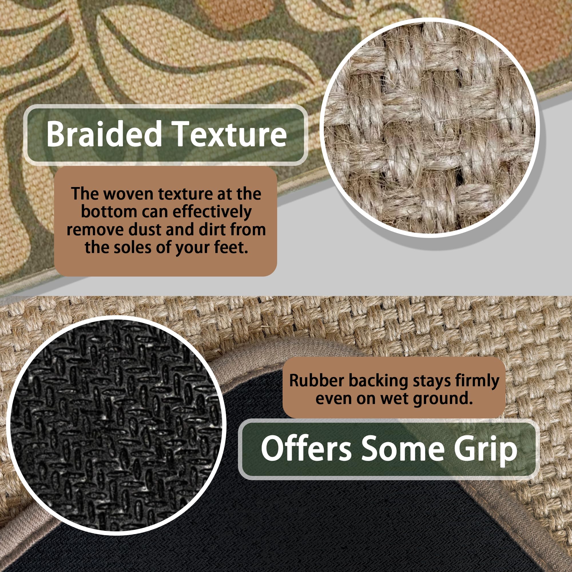 Wylumen Boho Floral Jute Door Mat eco-friendly natural fiber entry solution.