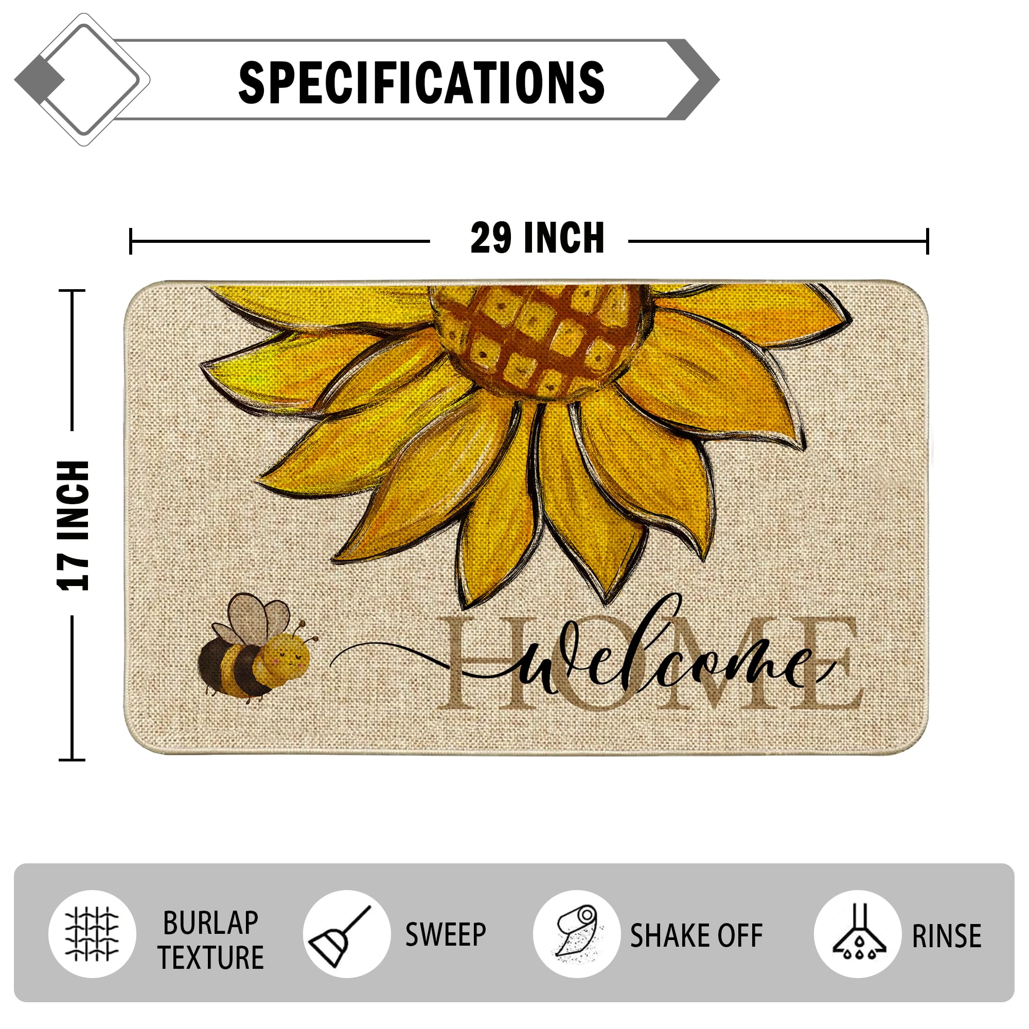 Wylumen front door mat with spring design brightens entry and welcomes guests.