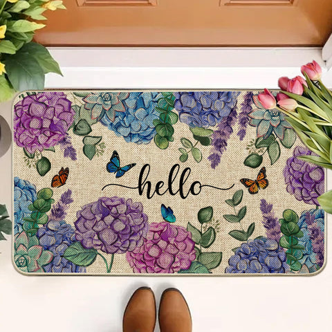 Wylumen spring floral doormat for indoor and outdoor use, curb appeal.