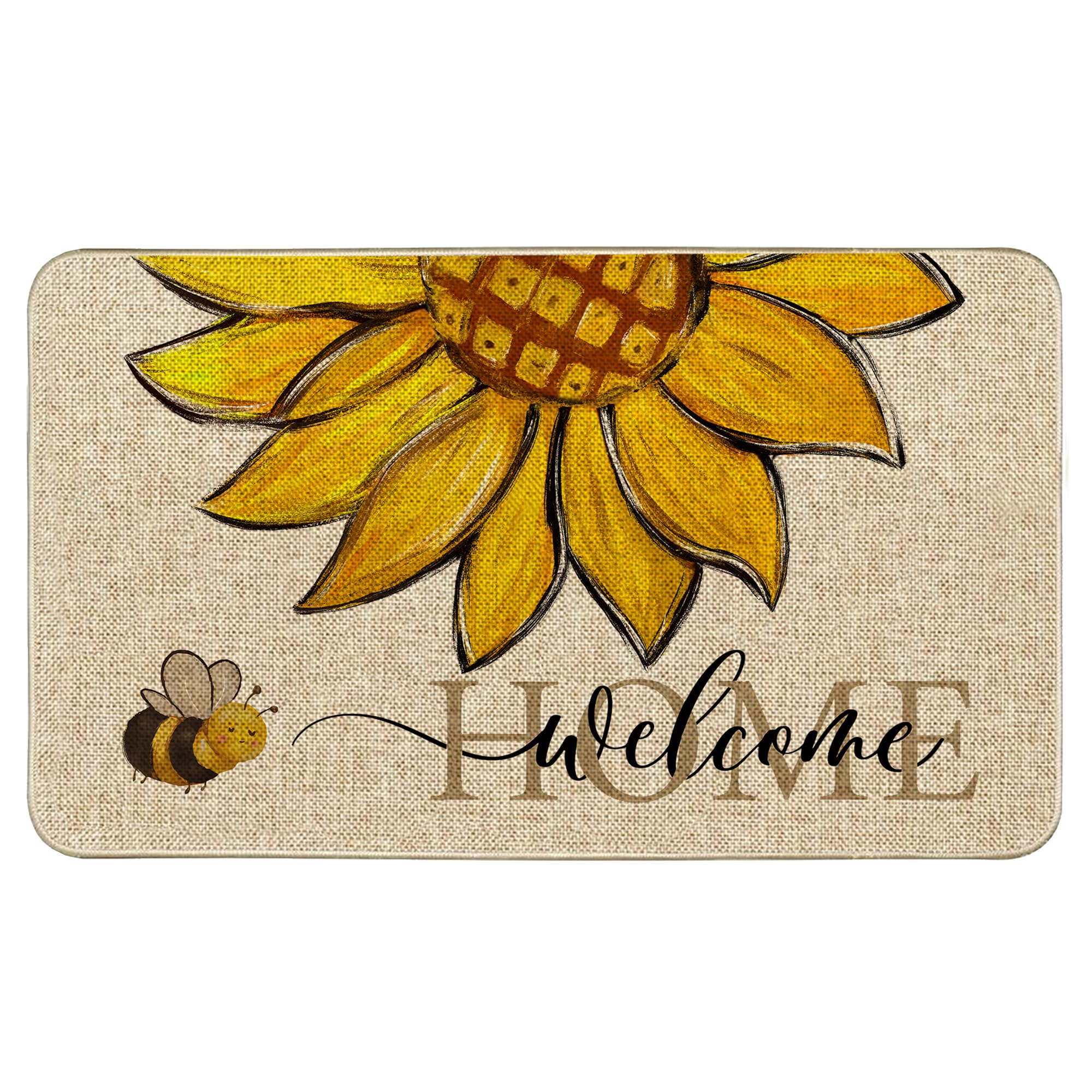 Wylumen sunflower welcome doormat 17x29 with non-slip surface for secure entry.