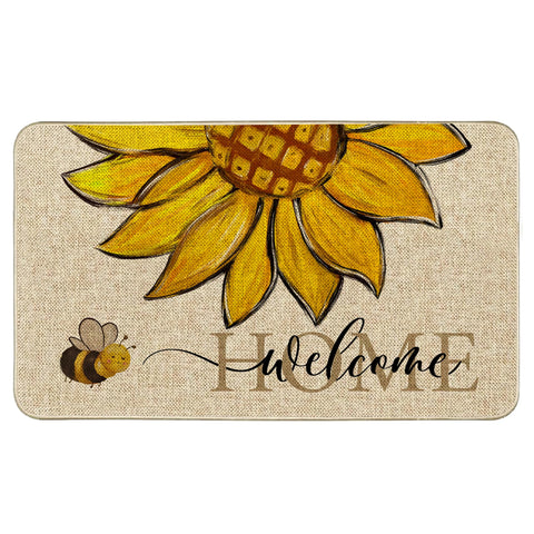 Wylumen sunflower welcome doormat 17x29 with non-slip surface for secure entry.