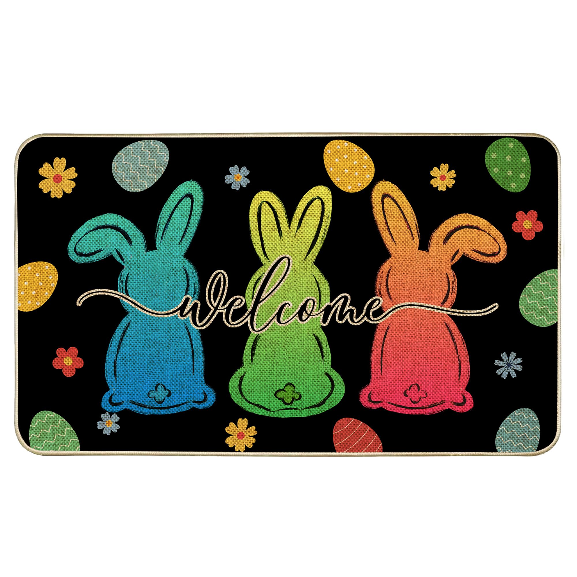 Wylumen Welcome Easter Bunny Eggs Doormat keeps dirt at bay at the entry.