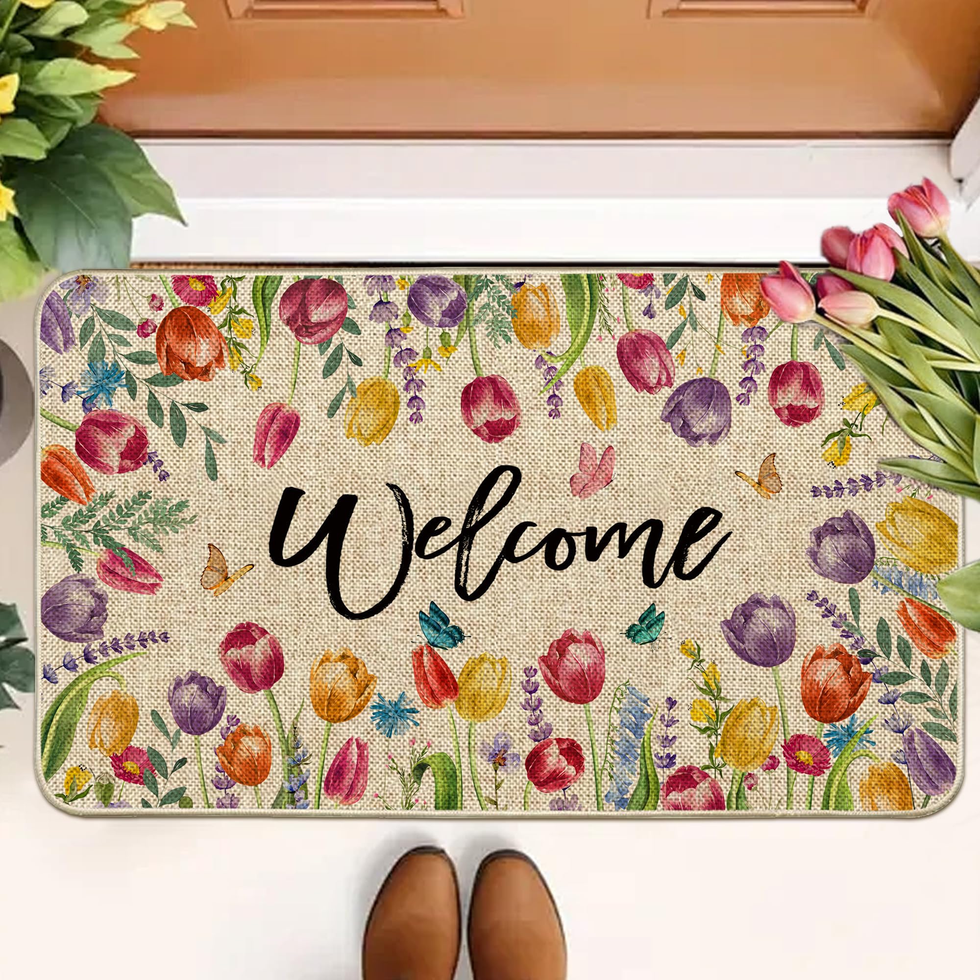 Wylumen Tulip Doormat indoor-entrance close-up showing non-slip backing for stability.