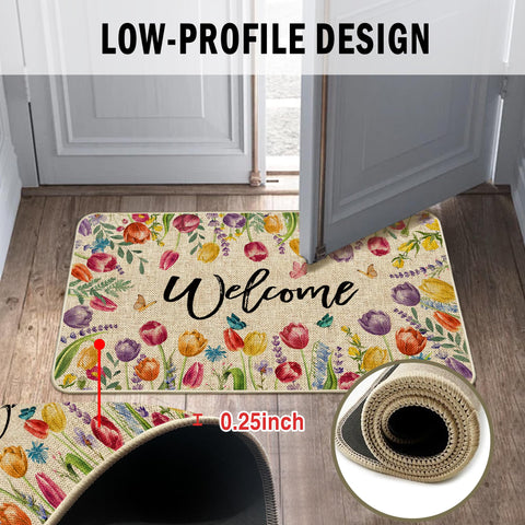 Wylumen Tulip Welcome Doormat defines entry with seasonal curb appeal.