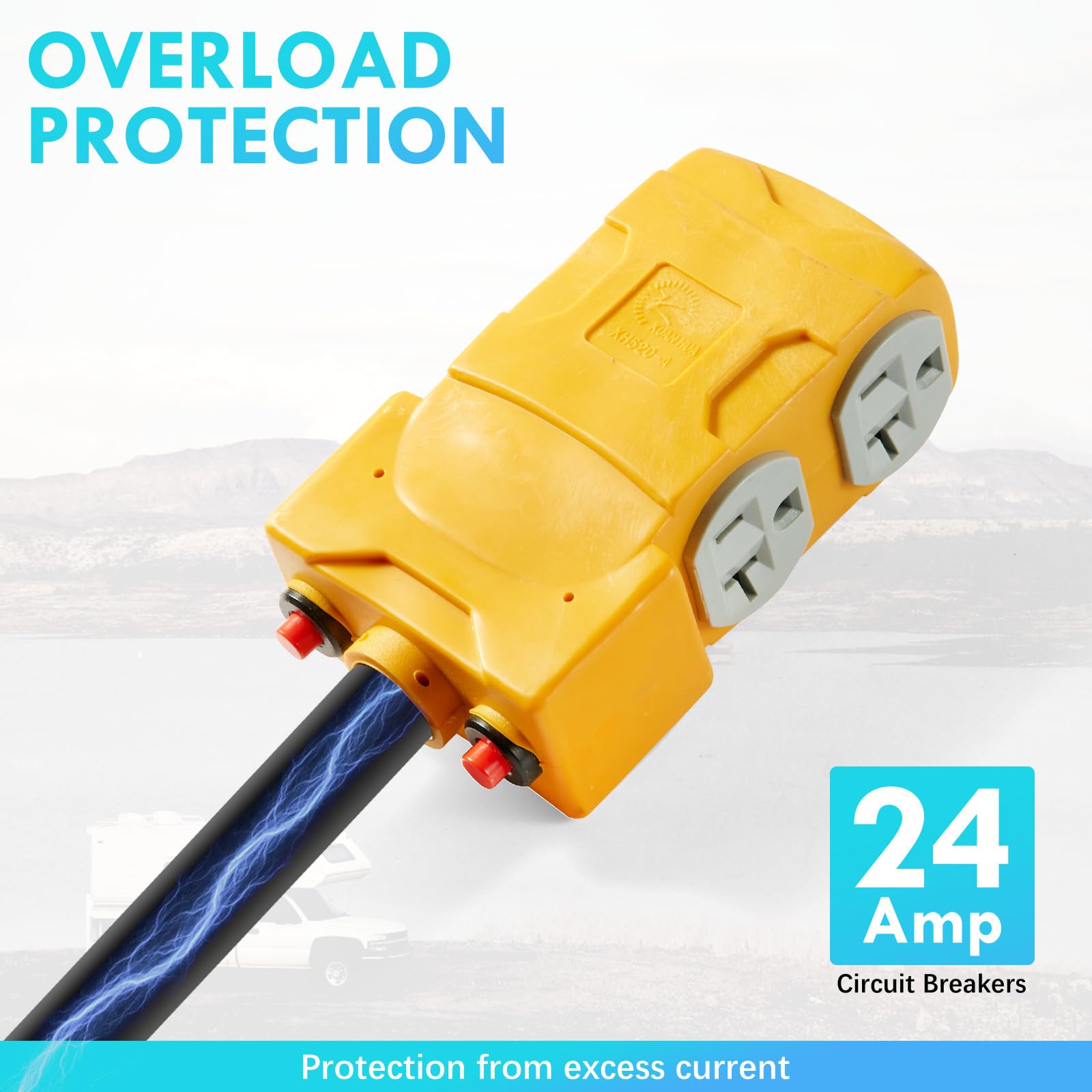 WYM World built-in 20A circuit breaker protects connected devices