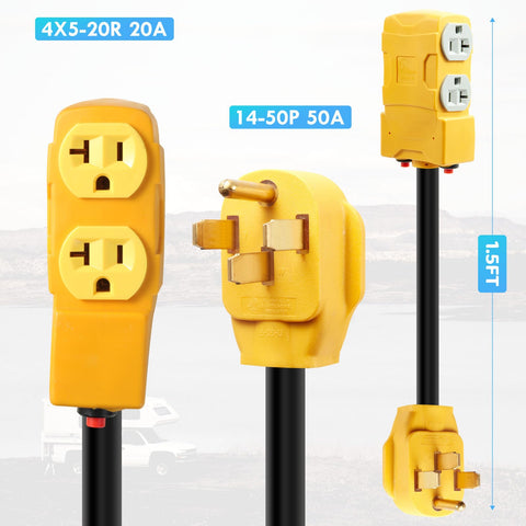 WYM World four outlets 5-20R/5-15R setup for RV and generator use
