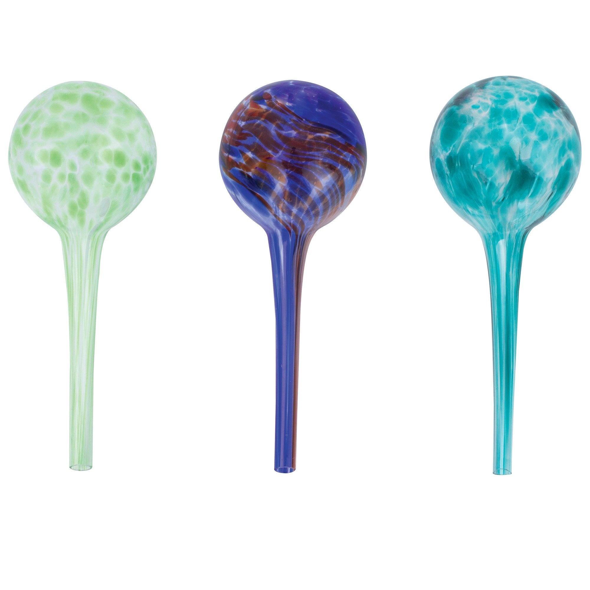 Wyndham House hand-blown glass watering globes for decorative garden irrigation.