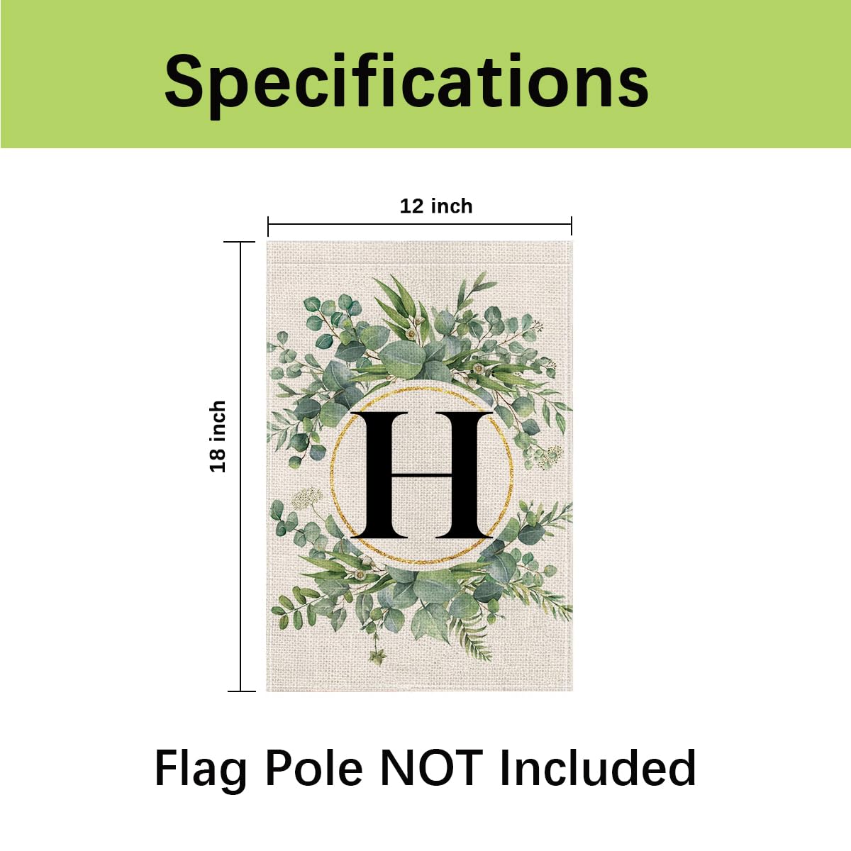 Wyooxoo monogram H flag shown in a yard setting for garden decor