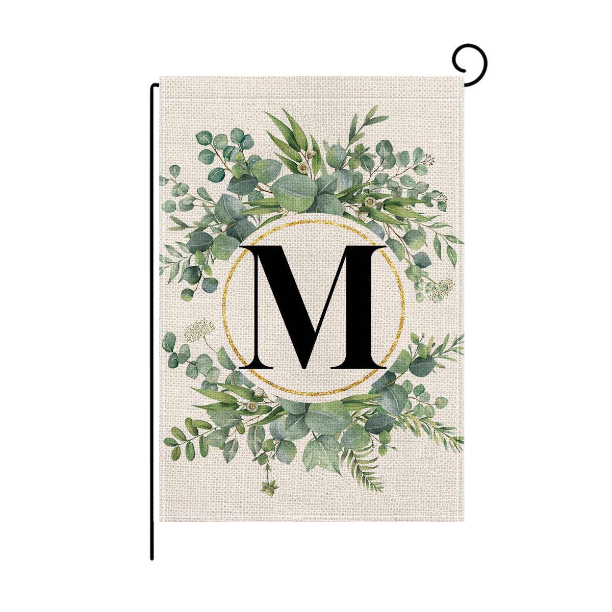 Wyooxoo monogram M floral garden flag front view for outdoor decor and curb appeal