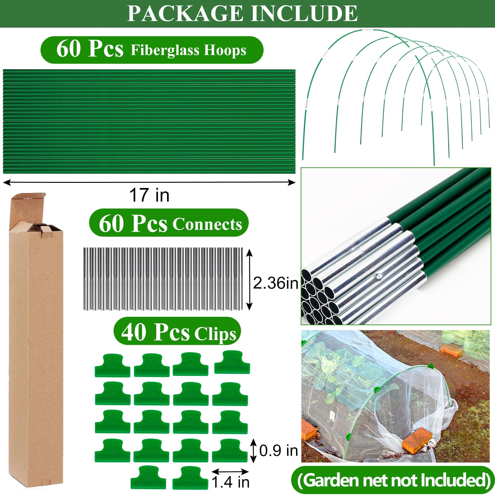 WYRJXYB 60-piece grow tunnel hoops for versatile bed protection.