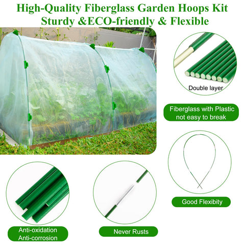 WYRJXYB garden hoops enable easy bend-and-insert assembly for DIY grow tents.