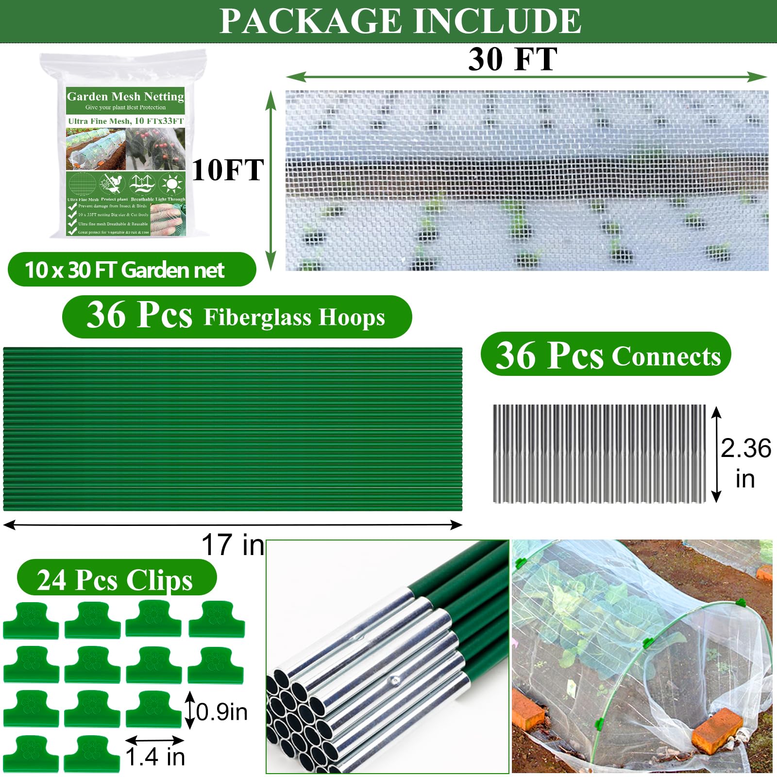 WYRJXYB fiberglass hoops provide quick, sturdy greenhouse support for diverse bed sizes.