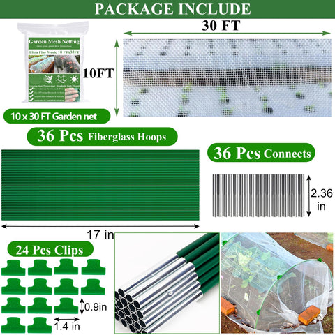 WYRJXYB fiberglass hoops provide quick, sturdy greenhouse support for diverse bed sizes.