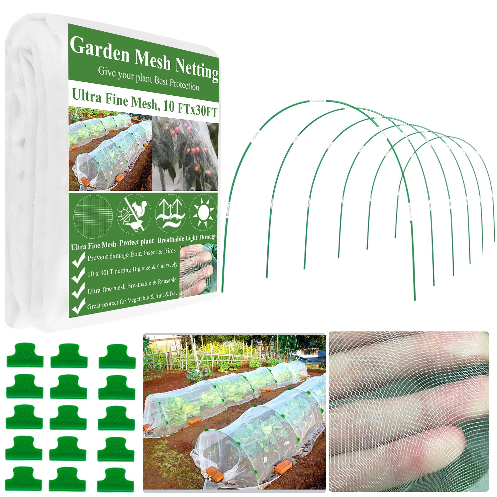 WYRJXYB garden netting kit protects raised beds from pests while staying water-friendly.