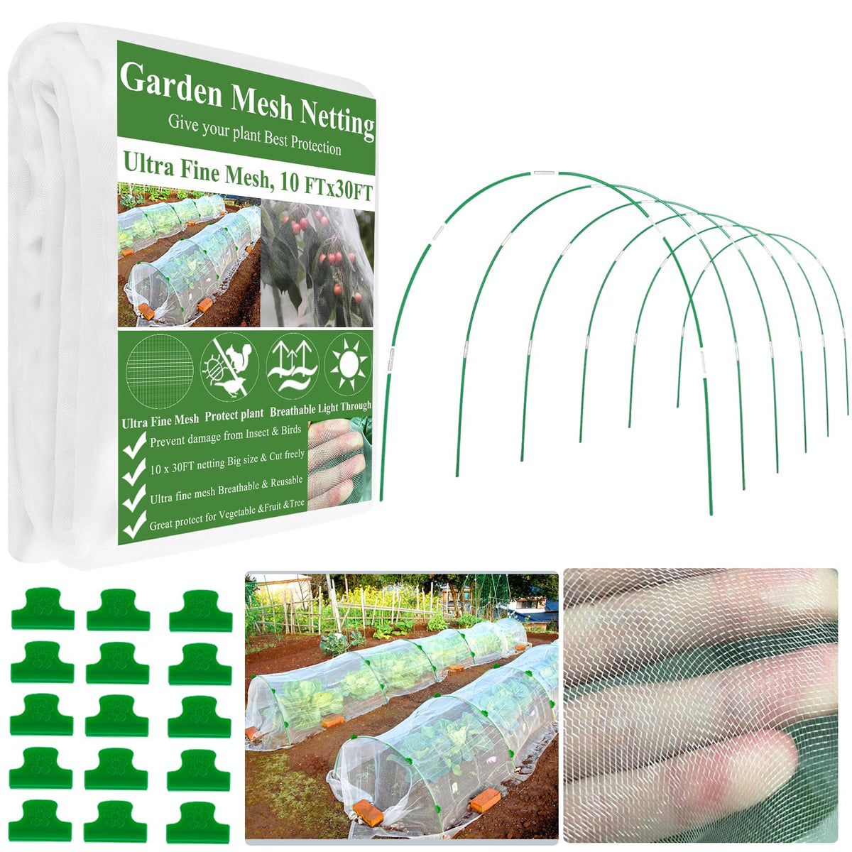 WYRJXYB garden netting kit protects raised beds from pests while staying water-friendly.