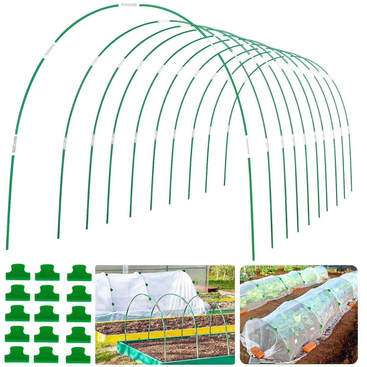 WYRJXYB greenhouse hoops provide sturdy frame support for row covers.