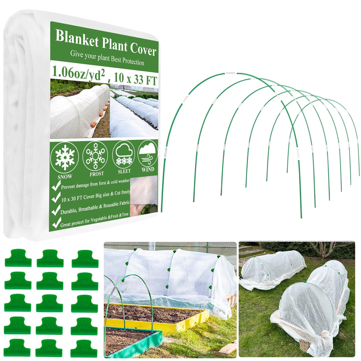WYRJXYB plant covers 10x33 ft protecting vegetables from frost with breathable, reusable fabric.