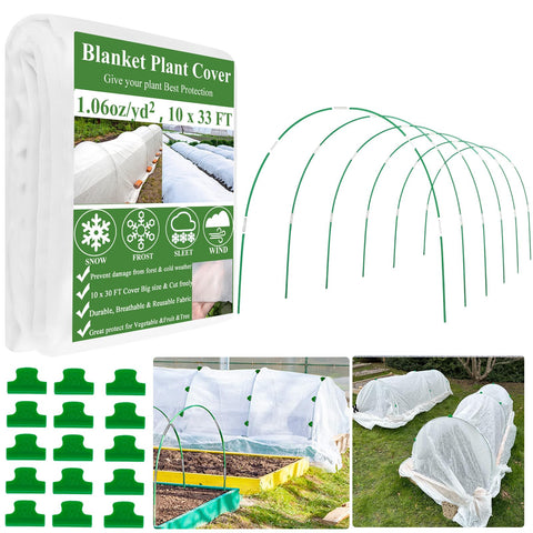 WYRJXYB plant covers 10x33 ft protecting vegetables from frost with breathable, reusable fabric.
