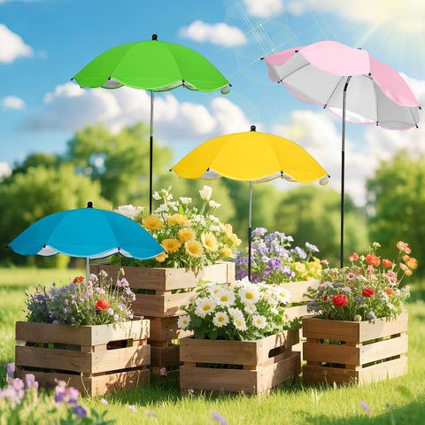 WYRJXYB plant umbrella with 26-inch canopy provides shade for garden beds.
