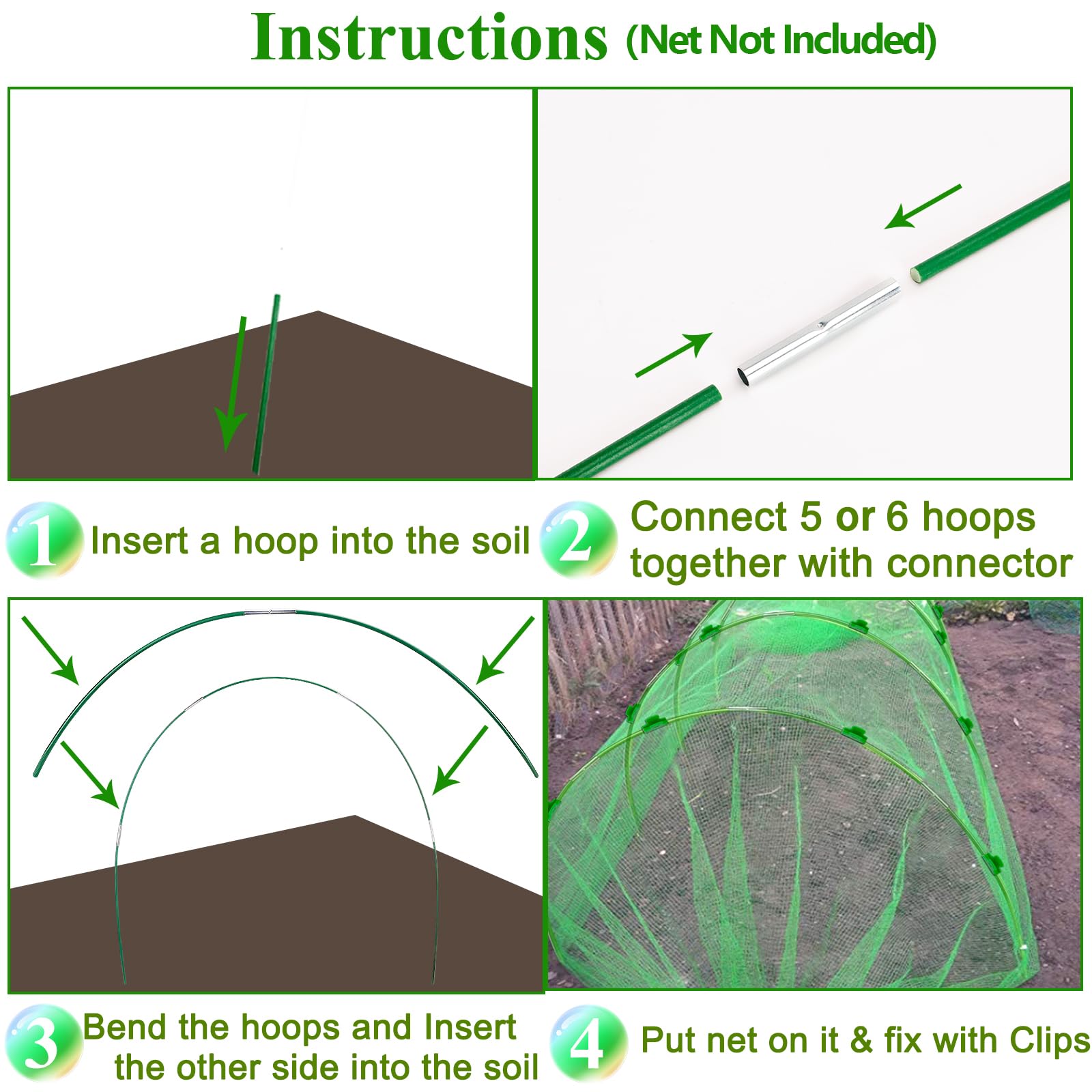 WYRJXYB raised-bed protection with easy-to-assemble hoop system.