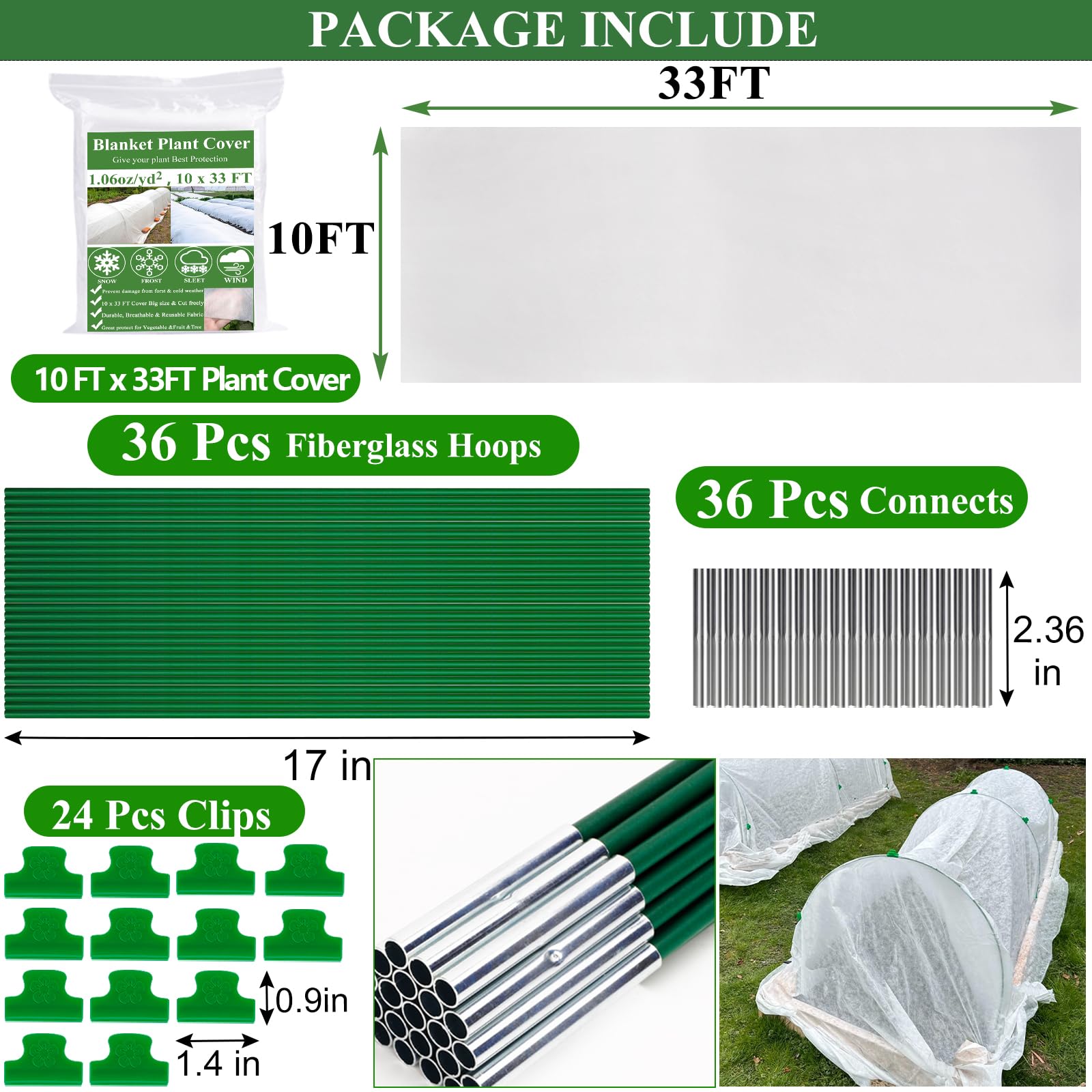 WYRJXYB 10x33 ft blanket provides generous coverage for raised beds.