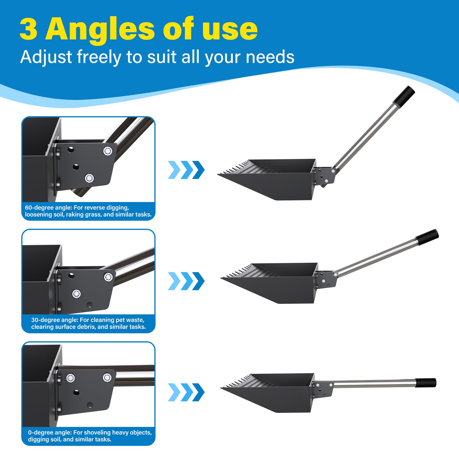 Wysperix 12-inch wide scoop head increases capacity for faster cleanups.