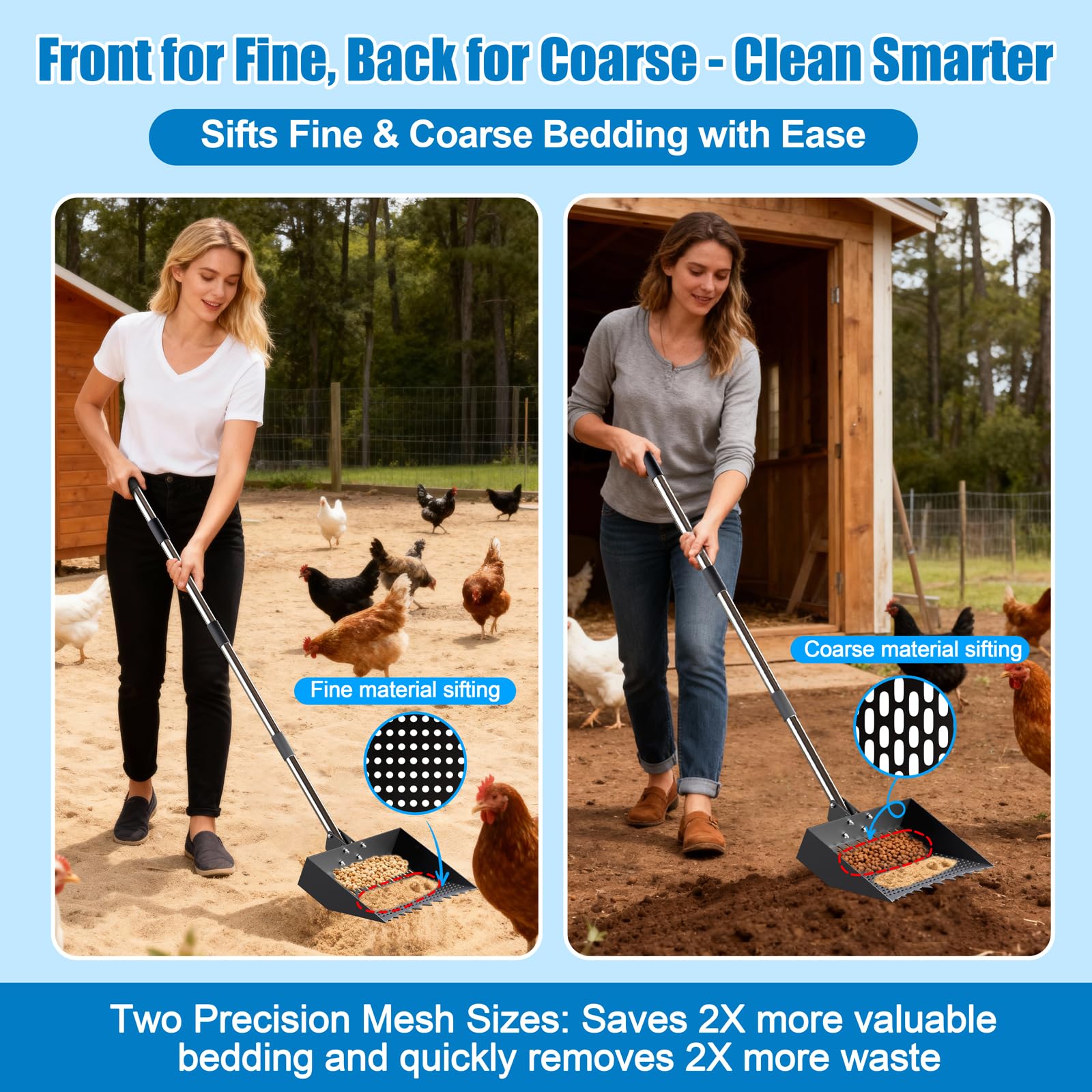 Wysperix back-friendly ergonomic grip reduces fatigue during coop chores.
