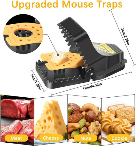 Wysteria 12-pack trigger rodent trap highlights rapid response on bait contact.