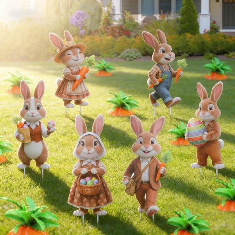 Wyupp Easter bunny yard sign with egg holding adds bright outdoor decoration for yards.